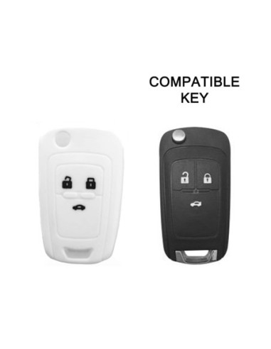 Guscio in Silicone Cover Chiave per Telecomando Chevrolet Matiz Cruze Avero Spark Captiva Portachiave Bianco