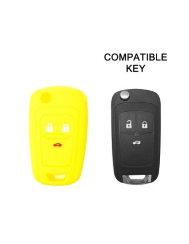 Guscio in Silicone Cover Chiave per Telecomando Chevrolet Matiz Cruze Avero Spark Captiva Portachiave Giallo