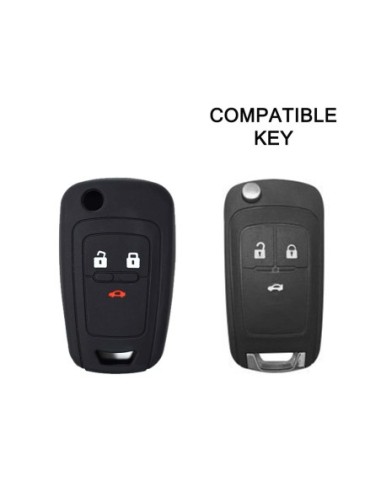 Guscio in Silicone Cover Chiave per Telecomando Chevrolet Matiz Cruze Aveo Spark Captiva Portachiave Nero