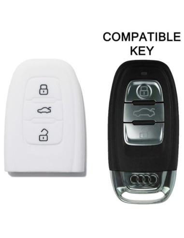 Guscio Silicone Cover Chiave per Telecomando Audi Portachiavi Bianco 3 Tasti A1 A3 A4 A5 A6 A7 A8 Q3 Q5 Q7 TT TTS TTRS R8 S1 S3 S4 S5 S6 S8 AF AG 8K B8 RS3 RS5 RS6
