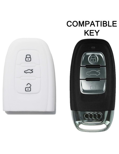 Guscio Silicone Cover Chiave per Telecomando Audi Portachiavi Bianco 3 Tasti A1 A3 A4 A5 A6 A7 A8 Q3 Q5 Q7 TT TTS TTRS R8 S1 S3 S4 S5 S6 S8 AF AG 8K B8 RS3 RS5 RS6