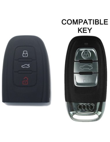 Guscio Silicone Cover Chiave per Telecomando Audi Portachiavi Nero 3 Tasti A1 A3 A4 A5 A6 A7 A8 Q3 Q5 Q7 TT TTS TTRS R8 S1 S3 S4 S5 S6 S8 AF AG 8K B8 RS3 RS5 RS6
