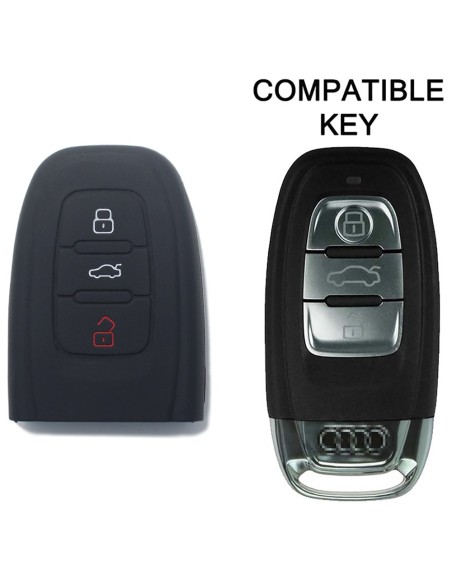 Guscio Silicone Cover Chiave per Telecomando Audi Portachiavi Nero 3 Tasti A1 A3 A4 A5 A6 A7 A8 Q3 Q5 Q7 TT TTS TTRS R8 S1 S3 S4 S5 S6 S8 AF AG 8K B8 RS3 RS5 RS6
