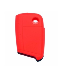 Guscio in Silicone Cover Chiave per Telecomando Volkswagen Golf (Serie 7) Seat Leon 7 Ibiza 7 Skoda Octavia A7 Portachiave Rosso 2