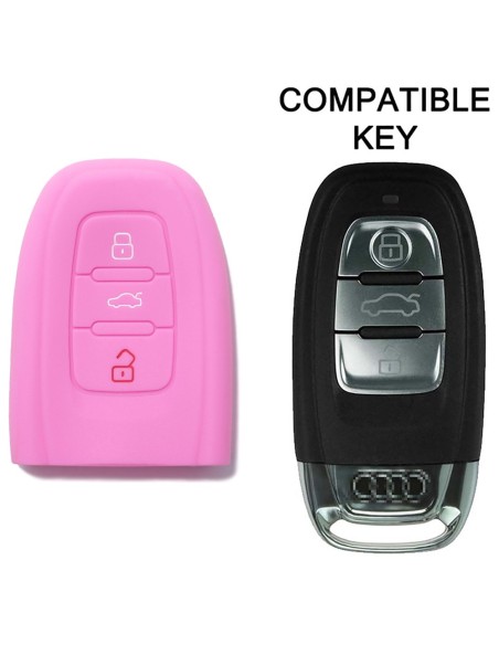 Guscio Silicone Cover Chiave per Telecomando Audi Portachiavi Rosa 3 Tasti A1 A3 A4 A5 A6 A7 A8 Q3 Q5 Q7 TT TTS TTRS R8 S1 S3 S4 S5 S6 S8 AF AG 8K B8 RS3 RS5 RS6