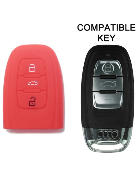 Guscio Silicone Cover Chiave per Telecomando Audi Portachiavi Rosso 3 Tasti A1 A3 A4 A5 A6 A7 A8 Q3 Q5 Q7 TT TTS TTRS R8 S1 S3 S4 S5 S6 S8 AF AG 8K B8 RS3 RS5 RS6