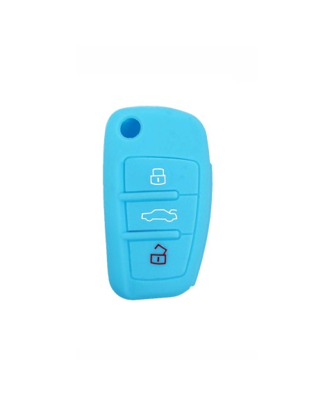 Guscio in Silicone Cover Chiave per Telecomando Audi A1 A3 A4 A6 A8 TT Q5 Q7 R8 S4 S6 Portachiave Azzurro