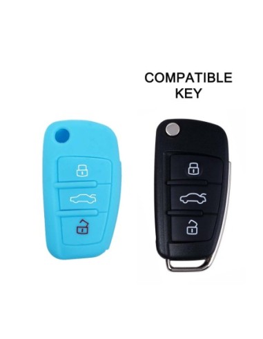 Guscio in Silicone Cover Chiave per Telecomando Audi A1 A3 A4 A6 A8 TT Q5 Q7 R8 S4 S6 Portachiave Azzurro