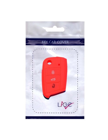 Guscio in Silicone Cover Chiave per Telecomando Volkswagen Golf (Serie 7) Seat Leon 7 Ibiza 7 Skoda Octavia A7 Portachiave Rosso