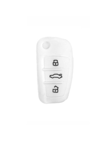 Guscio in Silicone Cover Chiave per Telecomando Audi A1 A3 A4 A6 A8 TT Q5 Q7 R8 S4 S6 Portachiave Bianco