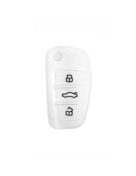Guscio in Silicone Cover Chiave per Telecomando Audi A1 A3 A4 A6 A8 TT Q5 Q7 R8 S4 S6 Portachiave Bianco