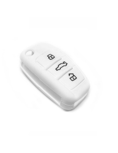 Guscio in Silicone Cover Chiave per Telecomando Audi A1 A3 A4 A6 A8 TT Q5 Q7 R8 S4 S6 Portachiave Bianco