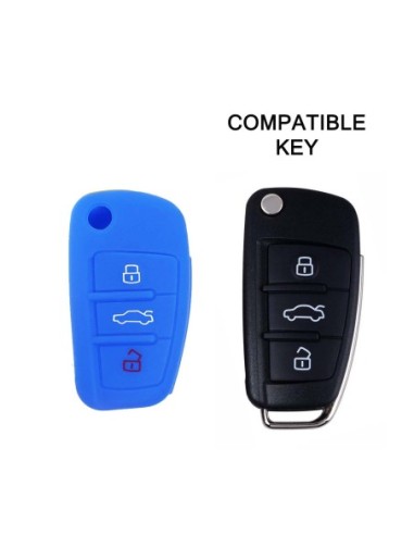 Guscio in Silicone Cover Chiave per Telecomando Audi A1 A3 A4 A6 A8 TT Q5 Q7 R8 S4 S6 Portachiave Blu