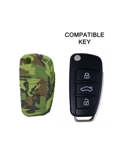 Guscio in Silicone Cover Chiave per Telecomando Audi A1 A3 A4 A6 A8 TT Q5 Q7 R8 S4 S6 Portachiave Camouflage
