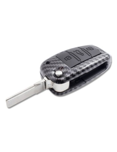 Guscio in Plastica Rigida Cover Chiave per Telecomando Audi A1 A3 A4 A6 A8 TT Q5 Q7 R8 S4 S6 Fibra di Carbonio + Portachiavi e Cacciavite di Montaggio