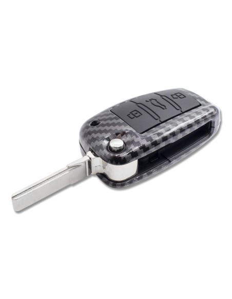 Guscio in Plastica Rigida Cover Chiave per Telecomando Audi A1 A3 A4 A6 A8 TT Q5 Q7 R8 S4 S6 Fibra di Carbonio + Portachiavi e Cacciavite di Montaggio