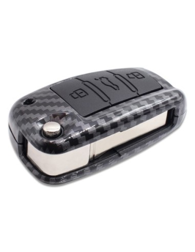 Guscio in Plastica Rigida Cover Chiave per Telecomando Audi A1 A3 A4 A6 A8 TT Q5 Q7 R8 S4 S6 Fibra di Carbonio + Portachiavi e Cacciavite di Montaggio