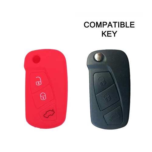 Silicone Car Key Cover for Ford KA Focus Fiesta Escort Mondeo Red