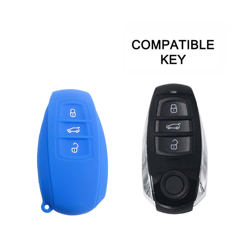 Silicone Car Key Cover for Volkswagen Touareg 2011-2014 Blue