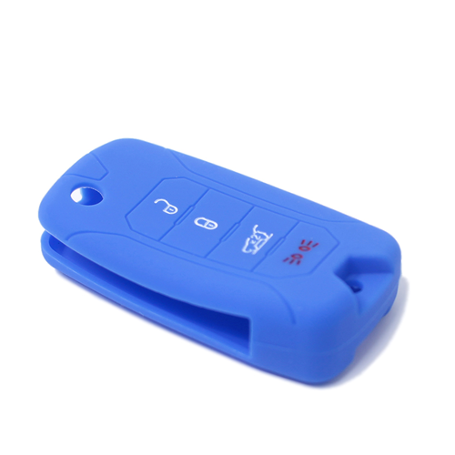Silicone Car Key Cover for Jeep Renegade Cherokee Blue