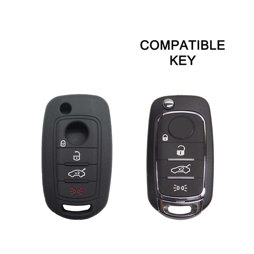 Silicone Car Key Cover for Fiat 500 500X Tipo Black