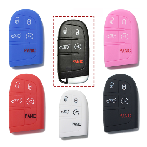 Silicone Car Key Cover for Jeep Renegade Cherokee Compass Wrangler Fiat 500X Fremont Chrysler Dodge Red