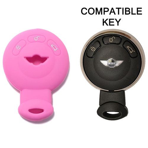 Silicone Car Key Cover for Mini One Cooper D S SD Countryman Cabrio John Clubman Pink