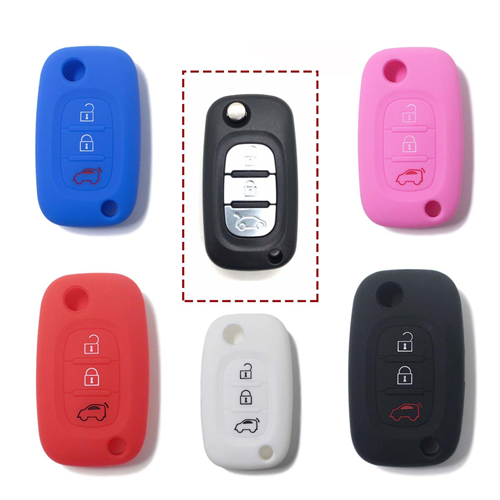 Silicone Car Key Cover for Mercedes Benz Smart ForTwo ForFour 453 Blue