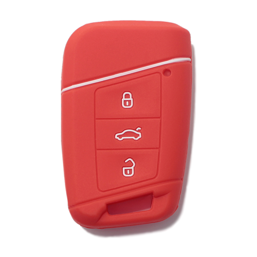 Silicone Car Key Cover for Volkswagen Magotan Passat B8 Skoda Superb Kodiaq A7 Red