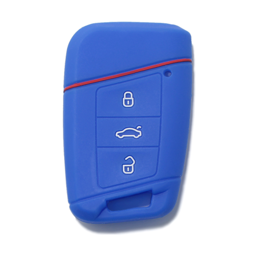 Silicone Car Key Cover for Volkswagen Magotan Passat B8 Skoda Superb Kodiaq A7 Blue