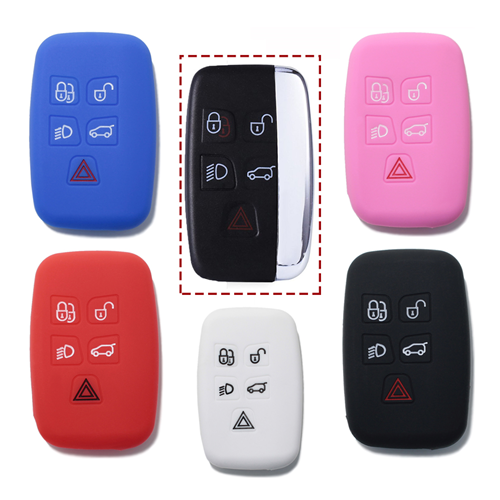 Silicone Car Key Cover for Land Rover Range Rover Sport Evoque LR4 Freelander Discovery Red