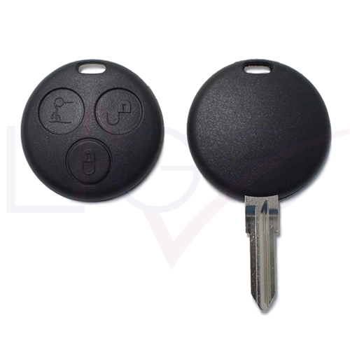 Car Key Cover with Blade Replacement for Mercedes Benz Smart ForTwo 450 Roadster Crossblade City Coupe City Cabrio Black