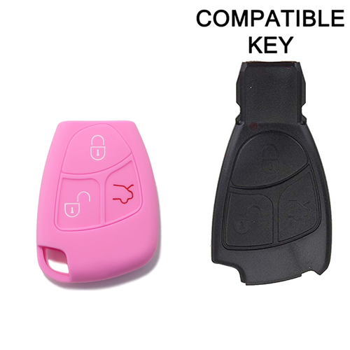 Silicone Car Key Cover for Mercedes Benz Classe A B C E S CL ML CLK CLS SLK Pink