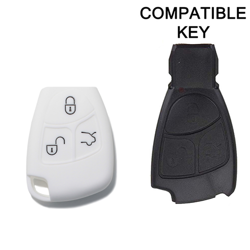 Silicone Car Key Cover for Mercedes Benz Classe A B C E S CL ML CLK CLS SLK White