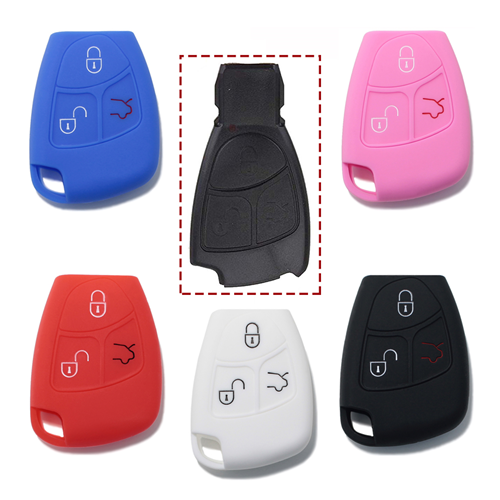 Silicone Car Key Cover for Mercedes Benz Classe A B C E S CL ML CLK CLS SLK Pink