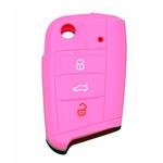 Silicone Car Key Cover for Volkswagen Golf (Serie 7) Seat Leon 7 Ibiza 7 Skoda Octavia A7 Pink