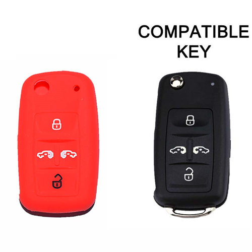 Silicone Car Key Cover for Volkswagen Golf 7 Sharan Caravelle Transporter Caddy Seat Alhambra Leon Ibiza Skoda Yeti Octavia Superb Rapid Red