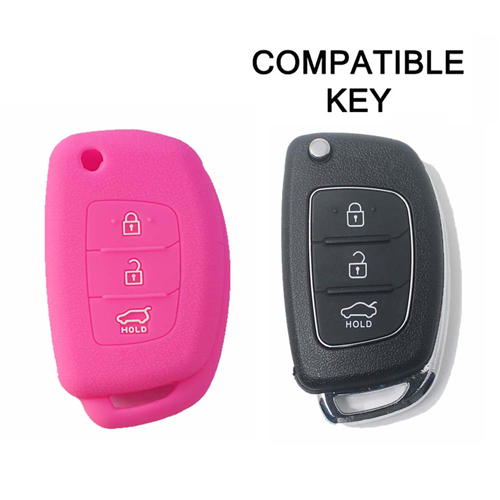 Silicone Car Key Cover for Hyundai i20 i30 i40 ix20 ix30 ix35 ix45 Tucson Santa Fe Elantra Accent Pink
