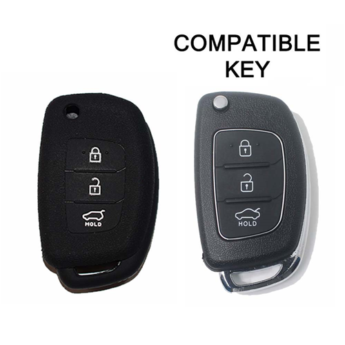 Silicone Car Key Cover for Hyundai i20 i30 i40 ix20 ix30 ix35 ix45 Tucson Santa Fe Elantra Accent Black