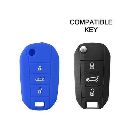 Silicone Car Key Cover for Peugeot 208 301 308 408 508 2008 3008 5008 Citroen Cactus C3 C5 C6 C8 C4L DS3 DS4 DS5 Blue