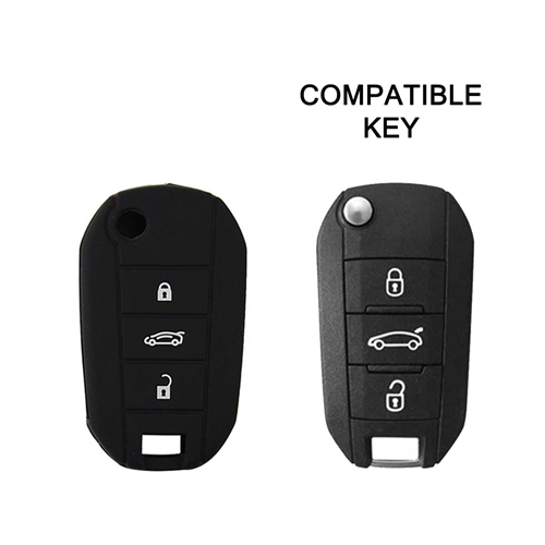 Silicone Car Key Cover for Peugeot 208 301 308 408 508 2008 3008 5008 Citroen Cactus C3 C5 C6 C8 C4L DS3 DS4 DS5 Black