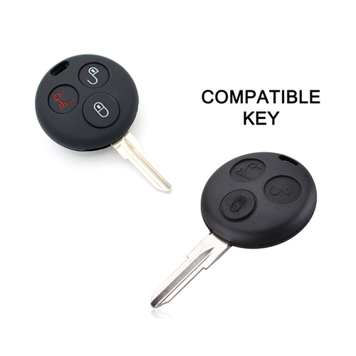 Silicone Car Key Cover for Mercedes Benz Smart ForTwo 450 Roadster Crossblade City Coupe City Cabrio Black