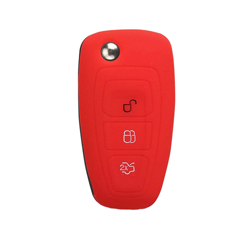 Silicone Car Key Cover for Ford Fiesta Focus 2 Kuga Ka C-Max Mondeo Transit Tourneo Red
