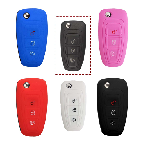 Silicone Car Key Cover for Ford Fiesta Focus 2 Kuga Ka C-Max Mondeo Transit Tourneo Pink