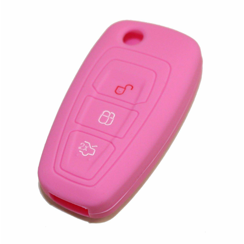 Silicone Car Key Cover for Ford Fiesta Focus 2 Kuga Ka C-Max Mondeo Transit Tourneo Pink