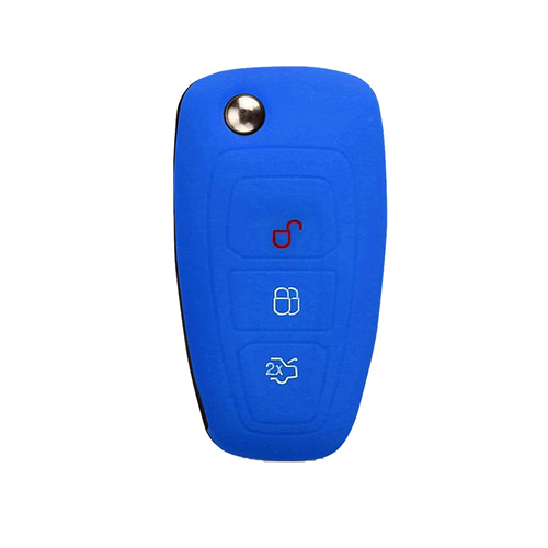 Silicone Car Key Cover for Ford Fiesta Focus 2 Kuga Ka C-Max Mondeo Transit Tourneo Blue