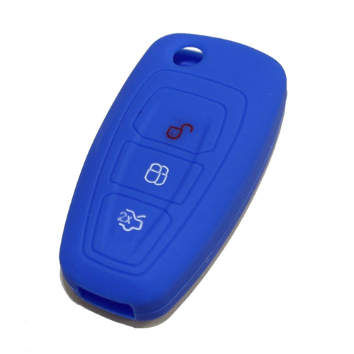 Silicone Car Key Cover for Ford Fiesta Focus 2 Kuga Ka C-Max Mondeo Transit Tourneo Blue