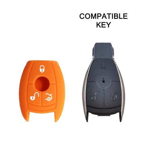 Silicone Car Key Cover for Mercedes-Benz Classe A C E S V ML CLK SLK Orange