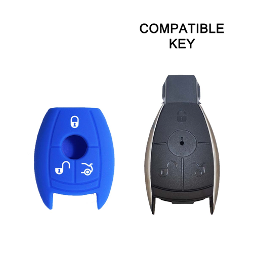 Silicone Car Key Cover for Mercedes-Benz Classe A C E S V ML CLK SLK Blue
