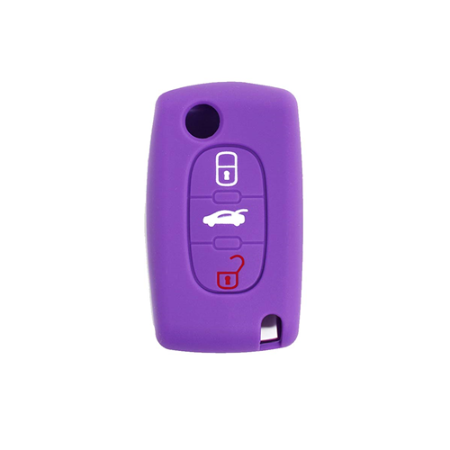 Silicone Car Key Cover for Peugeot 106 107 206 207 307 308 407 408 409 607 Purple